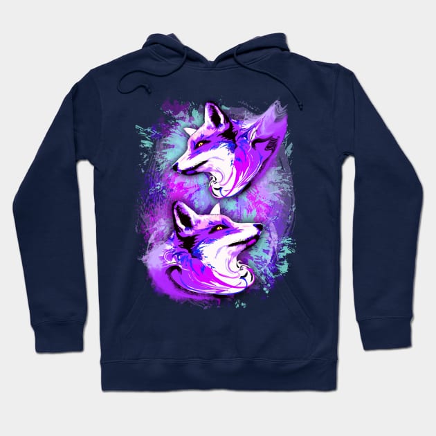 Purple Fox Spirit Hoodie by BluedarkArt